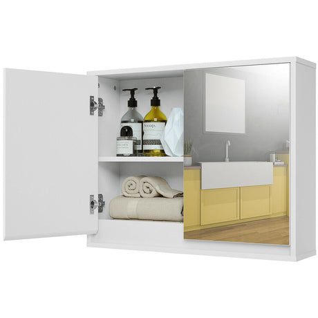 Botiquín de baño de 2 puertas con espejo y montaje en pared