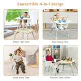 4-in-1 Baby Convertible Toddler Table Chair Set with PU Cushion