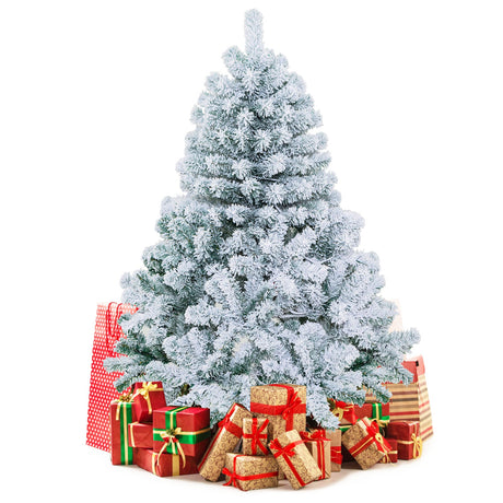 Árbol de Navidad Preiluminado de 4.5 Pies Premium con Nieve Flocada y 150 Luces