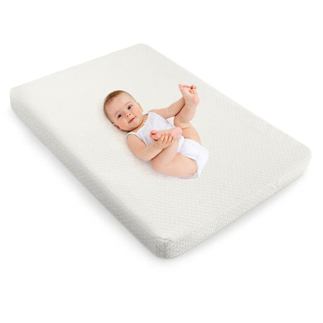 Colchón de bebé de doble cara de 38 x 26 pulgadas para corralito con funda lavable extraíble - Blanco