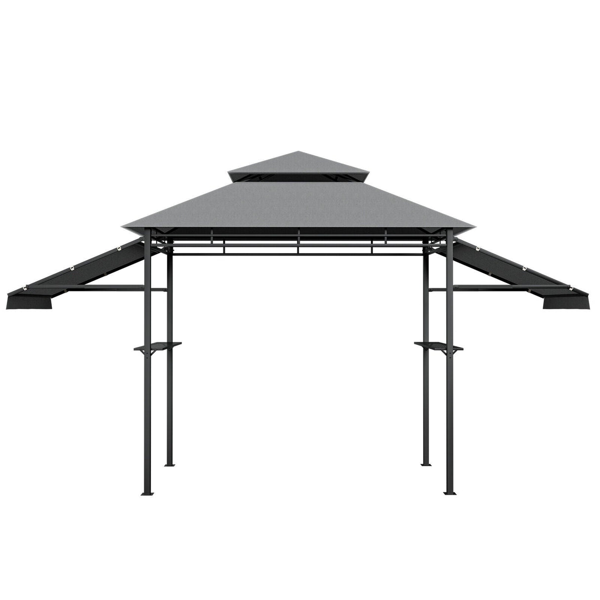 Cenador con toldo para barbacoa de 13.5 x 4 pies con toldos laterales dobles