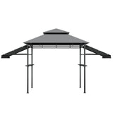Cenador con toldo para barbacoa de 13.5 x 4 pies con toldos laterales dobles