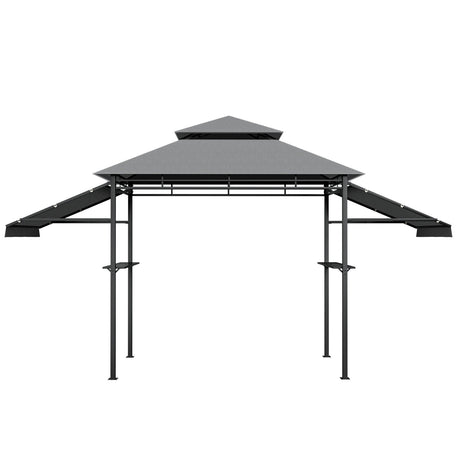 Cenador con toldo para barbacoa de 13.5 x 4 pies con toldos laterales dobles