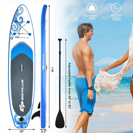 Tabla de paddle inflable de 11 pies con bolsa de transporte