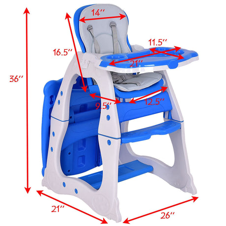 Juego de mesa y silla infantil 3 en 1, trona para bebé