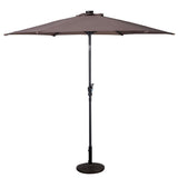 9FT Patio Solar Umbrella LED Patio Market Steel Tilt W/ Crank Outdoor New-Tan