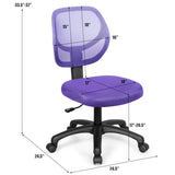 Low-back Computer Task Chair with Adjustable Height and Swivel Casters