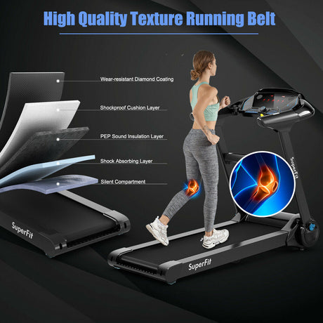 Cinta de correr plegable de 2.25HP con altavoz Bluetooth - Negro