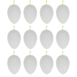 Set of 12 White Blank Hollow Plastic Easter Egg Ornaments 2.6 Inches