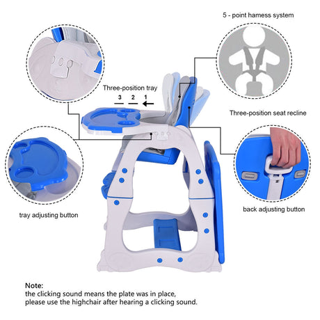 Juego de mesa y silla infantil 3 en 1, trona para bebé