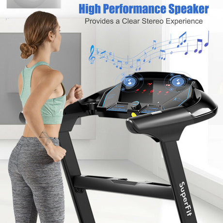 Cinta de correr plegable de 2.25HP con altavoz Bluetooth - Negro