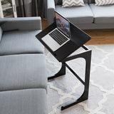 Mesa auxiliar de sofá con forma de C ajustable con superficie reclinable - Marrón