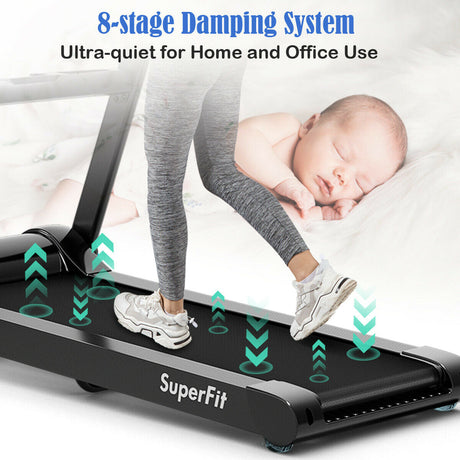 Cinta de correr plegable de 2.25HP con altavoz Bluetooth - Negro