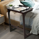 Mesa auxiliar de sofá con forma de C ajustable con superficie reclinable - Marrón