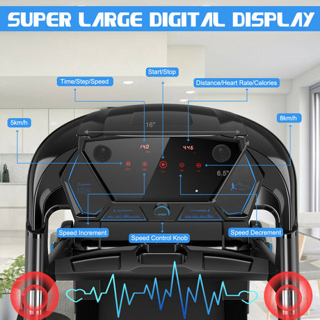 Cinta de correr plegable de 2.25HP con altavoz Bluetooth - Negro