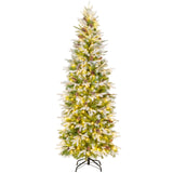 6/7.5/9 Feet Pre-Lit Artificial Christmas Tree Snow Flocked Hinged