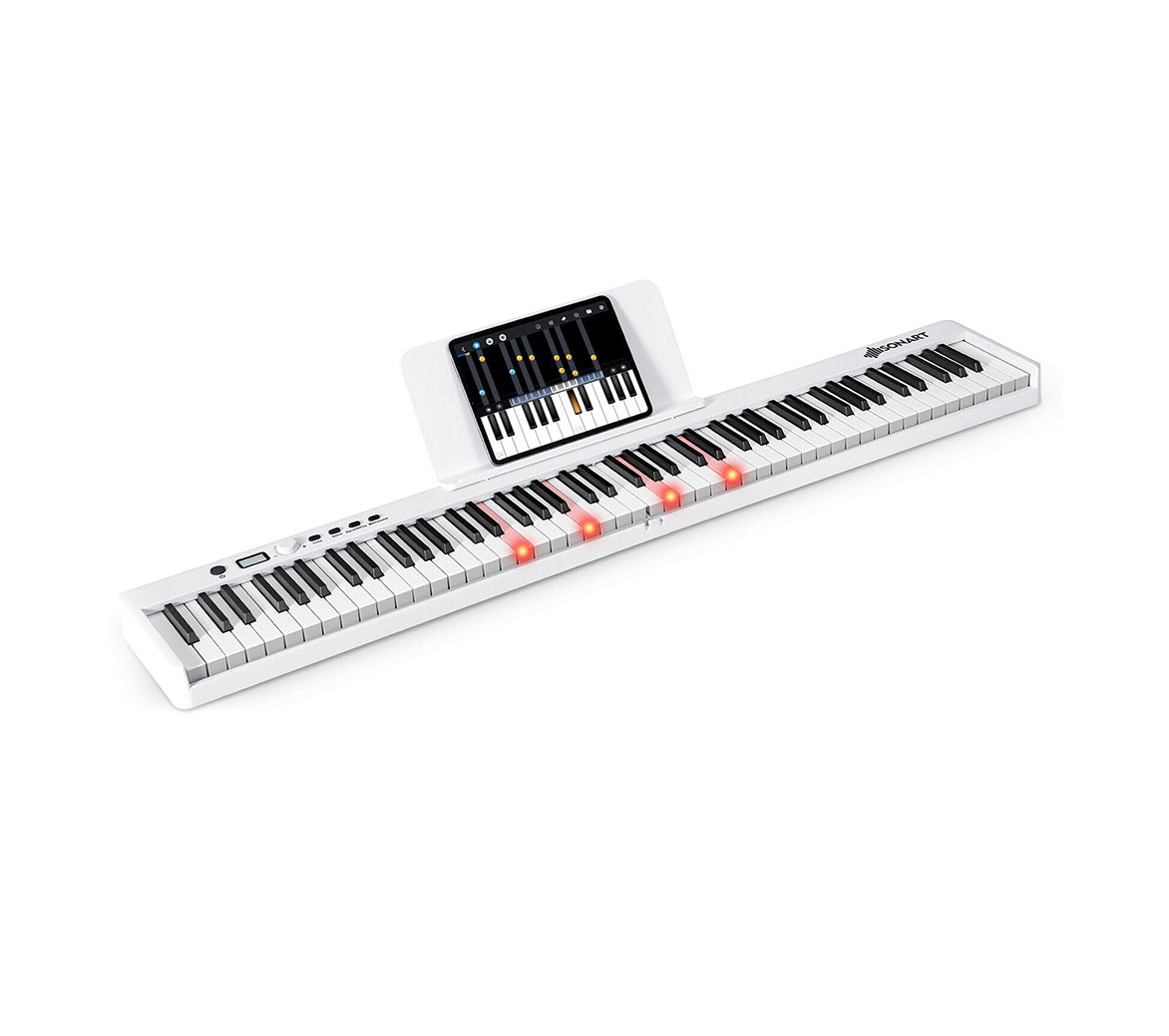 Piano eléctrico plegable de 88 teclas con luces, teclado portátil de tamaño completo MIDI
