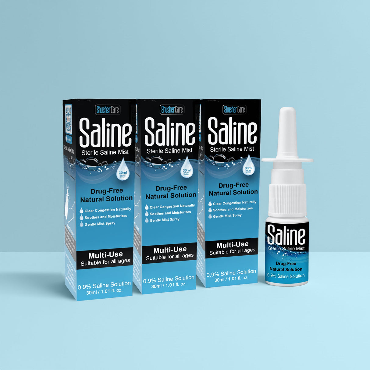 Shusher Care Spray nasal salino – Alivio de la congestión sin medicamentos ni conservantes para bebés y toda la familia