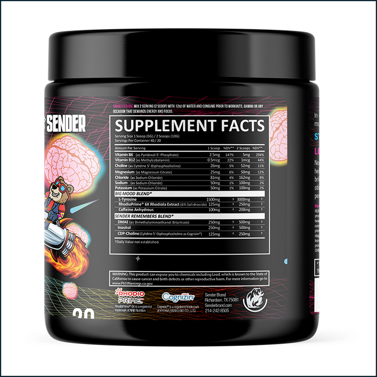 Sender Brand Uplift Powder, 20/40 Servings