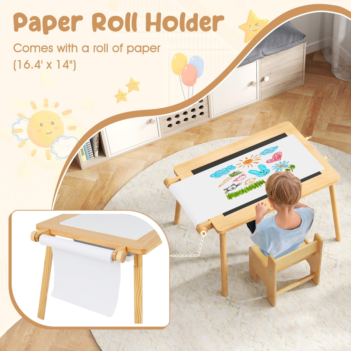 Mesa Sensorial y Juego de Sillas para Niños de 2 a 8 Años con Contenedores Plegables