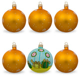 Set of 6 Santa with Gifts, Snowman, Nutcracker Glass Christmas Ornaments