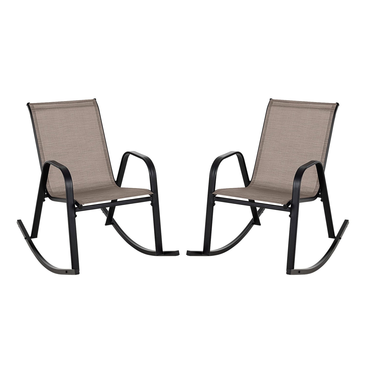 Set of 2 Metal Patio Rocking Chair with Breathable Seat Fabric