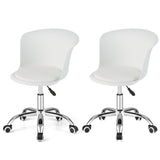 Juego de 2 sillas de oficina con respaldo ergonómico y asiento de piel sintética acolchada suave