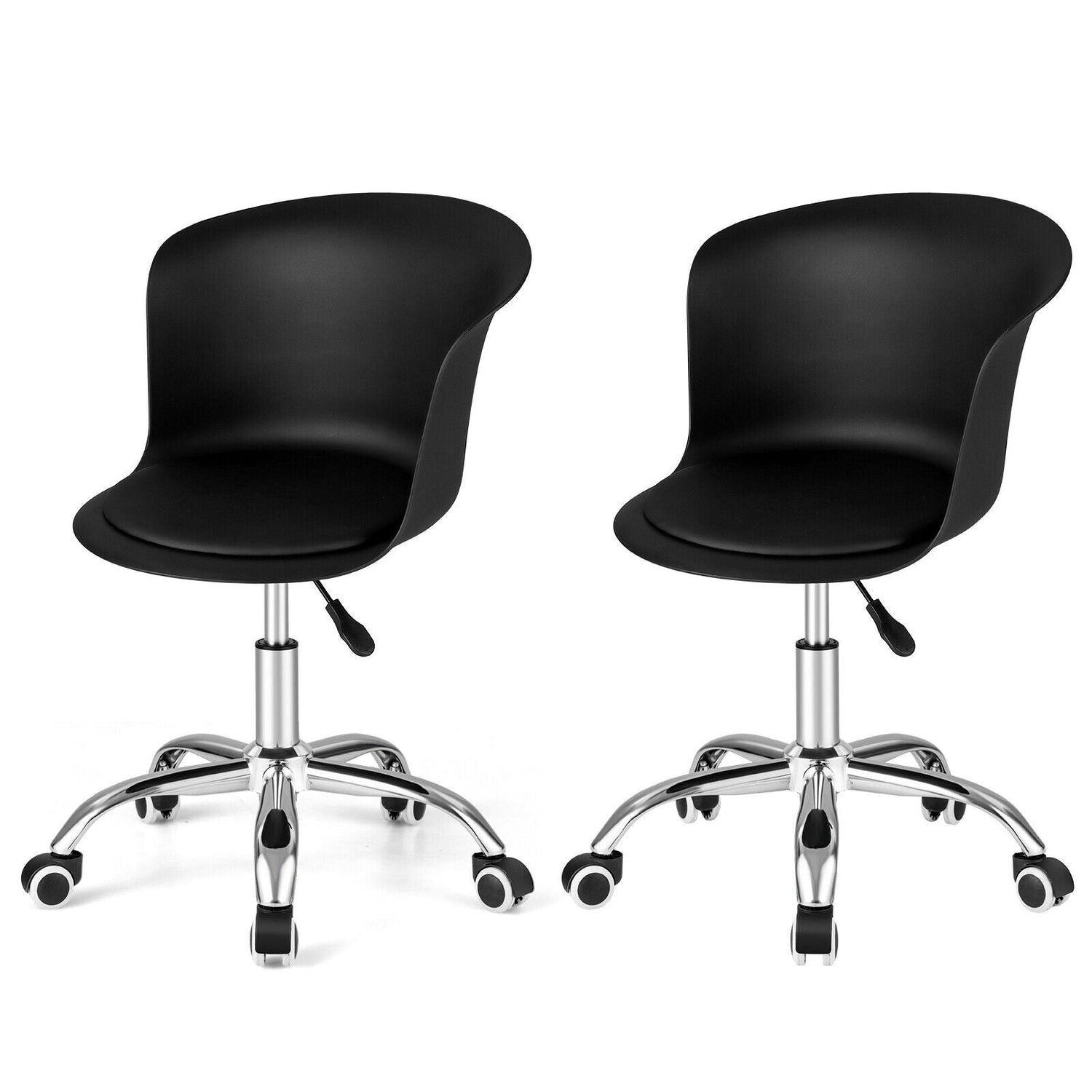 Juego de 2 sillas de oficina con respaldo ergonómico y asiento de piel sintética acolchada suave