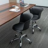 Juego de 2 sillas de oficina con respaldo ergonómico y asiento de piel sintética acolchada suave