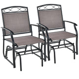 Juego de 2 sillones mecedora metálicos para exterior con tela resistente a la intemperie