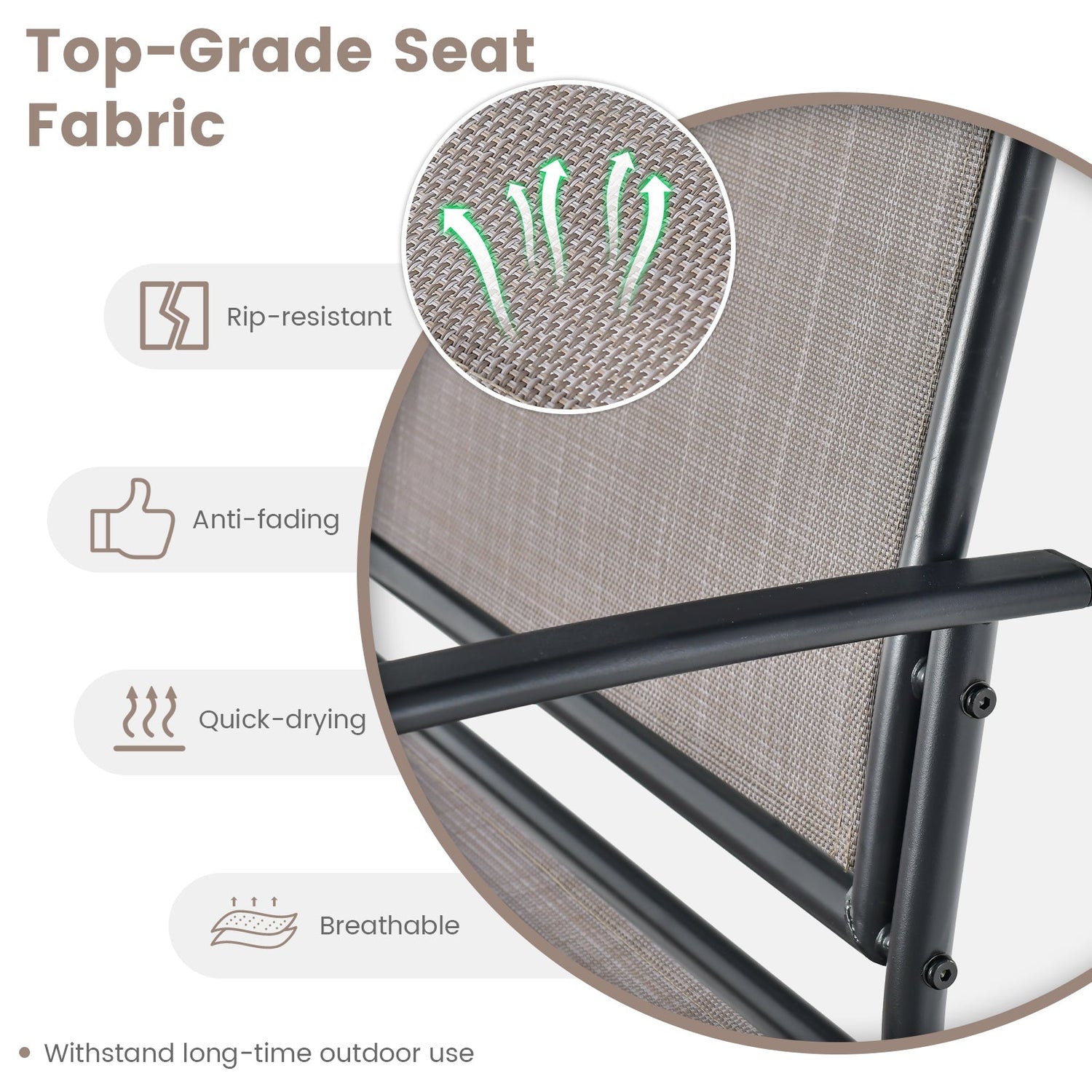 Juego de 2 sillones mecedora metálicos para exterior con tela resistente a la intemperie