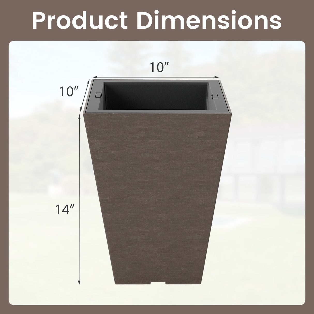 Set of 2 Square Taper Planter with Removable Inner Bucket and Optional Drainage Hole