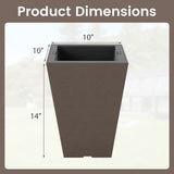 Set of 2 Square Taper Planter with Removable Inner Bucket and Optional Drainage Hole
