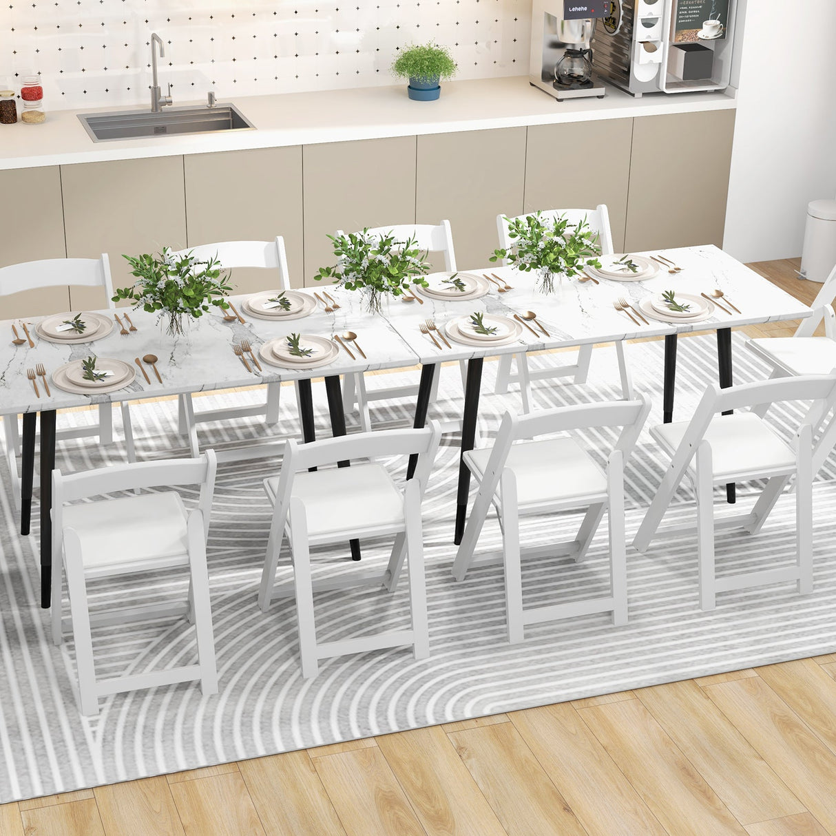 Juego de 4 sillas de comedor plegables para cocina con patas de madera de caucho y asiento acolchado