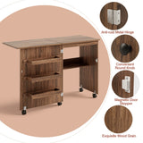 Folding Sewing Craft Table Shelf Storage Cabinet Home Furniture