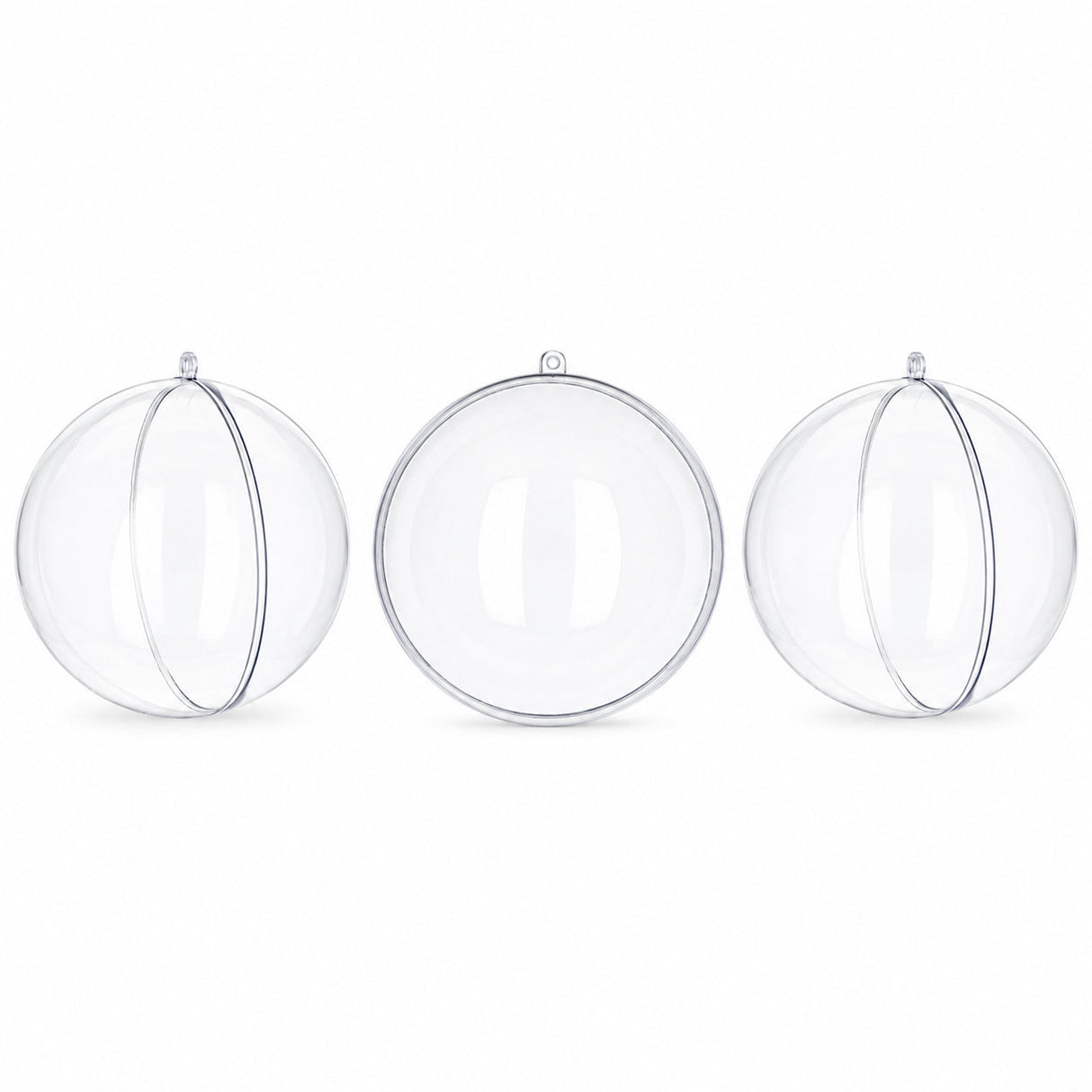 Set of 3 Clear Plastic Ball Ornaments 3.45 Inches (88 mm)