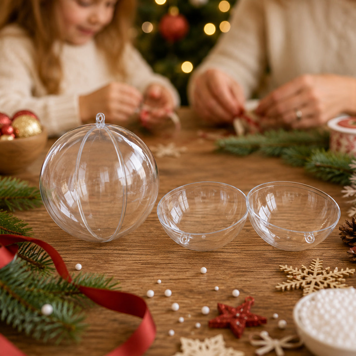 Set of 3 Clear Plastic Ball Ornaments 2.7 Inches (69 mm)