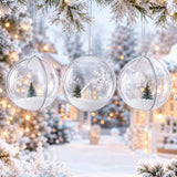 Set of 3 Clear Plastic Ball Ornaments 3.45 Inches (88 mm)