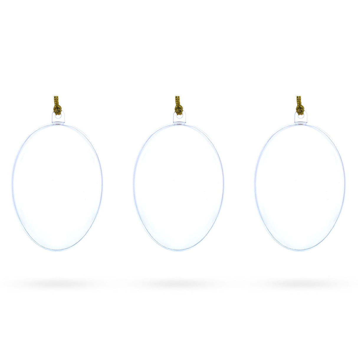 Set of 3 Clear Plastic Egg Ornaments 3.4 Inches (86 mm)