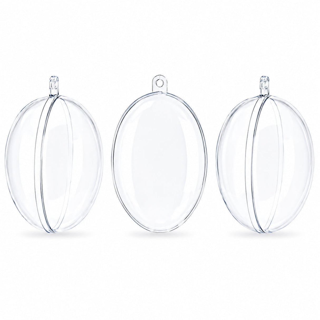 Set of 3 Clear Plastic Egg Ornaments 4.35 Inches (100 mm)