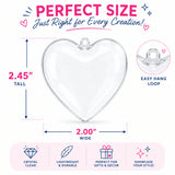 Set of 3 Clear Plastic Hearts Ornaments 2.45 Inches (62 mm)