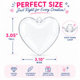 Set of 3 Clear Plastic Heart Ornaments 3.05 Inches