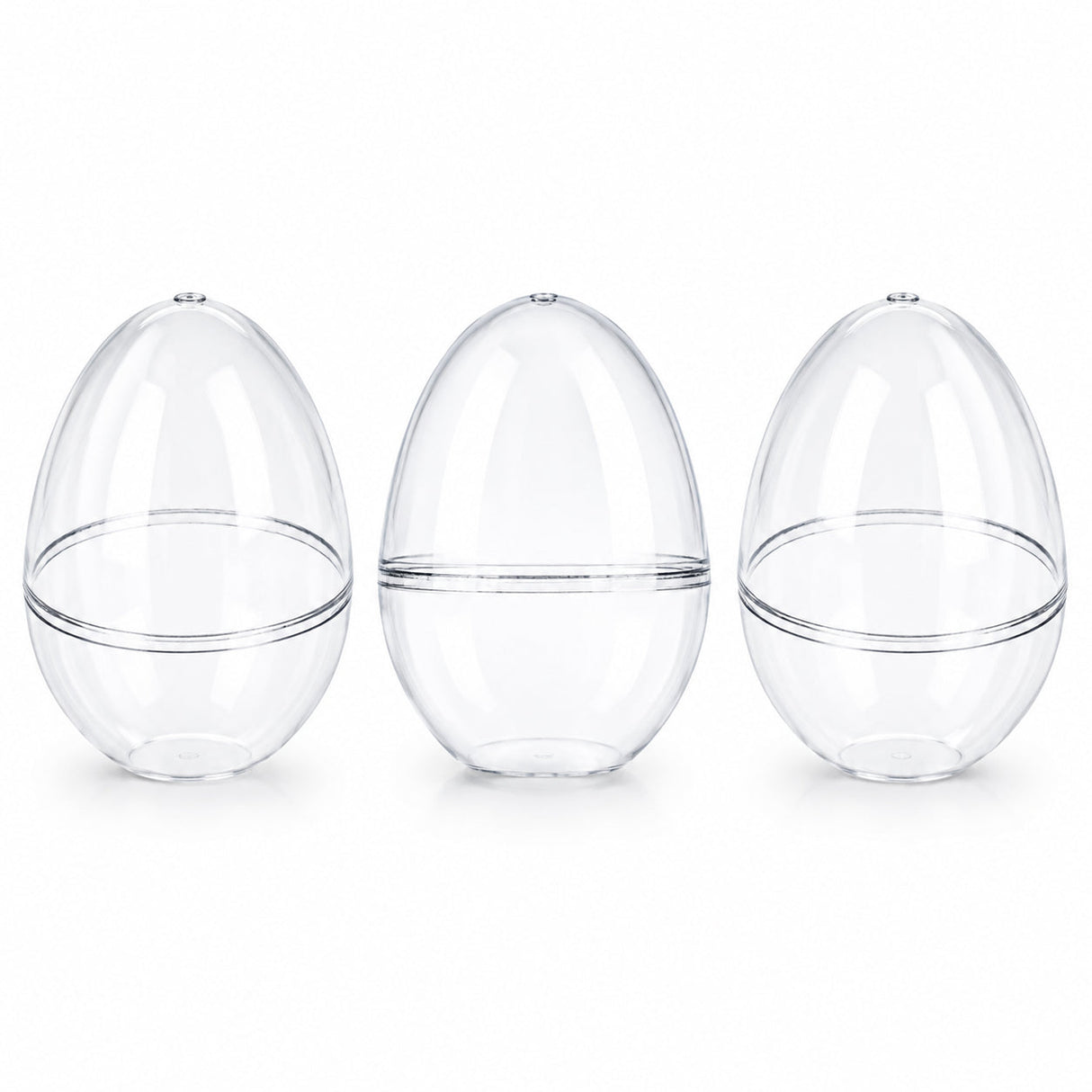 Set of 3 Clear Plastic Standing Egg Ornaments 3.58 Inches (91 mm)