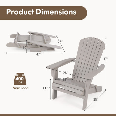 1 silla Adirondack plegable con respaldo alto y reposabrazos anchos