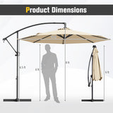 10 Feet Offset Hanging Umbrella with Base and Infinite Tilt