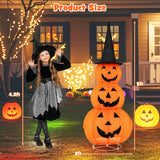 Decoración de Halloween de 5 pies de calabazas apiladas iluminadas con sombrero de bruja