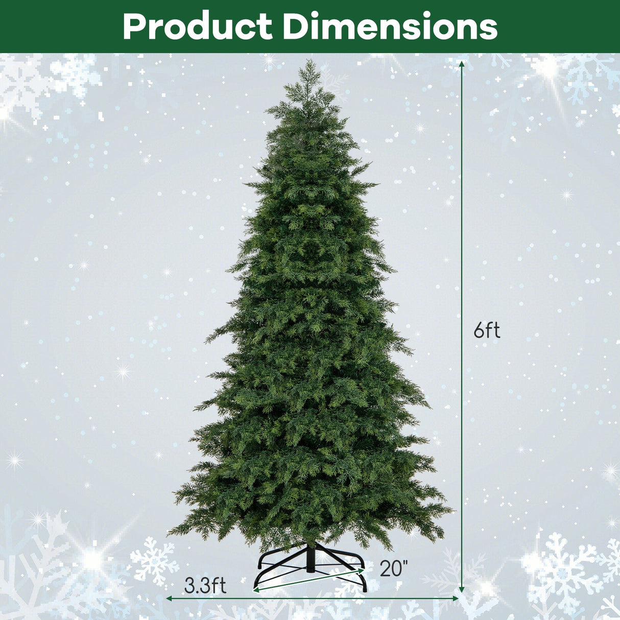 Árbol de Navidad Artificial Preiluminado de 6/7.5 pies con 11 Modos y Base de Metal