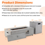 Mesa de fuego rectangular para exteriores de 42 pulgadas y 50 000 BTU con soporte para tanque