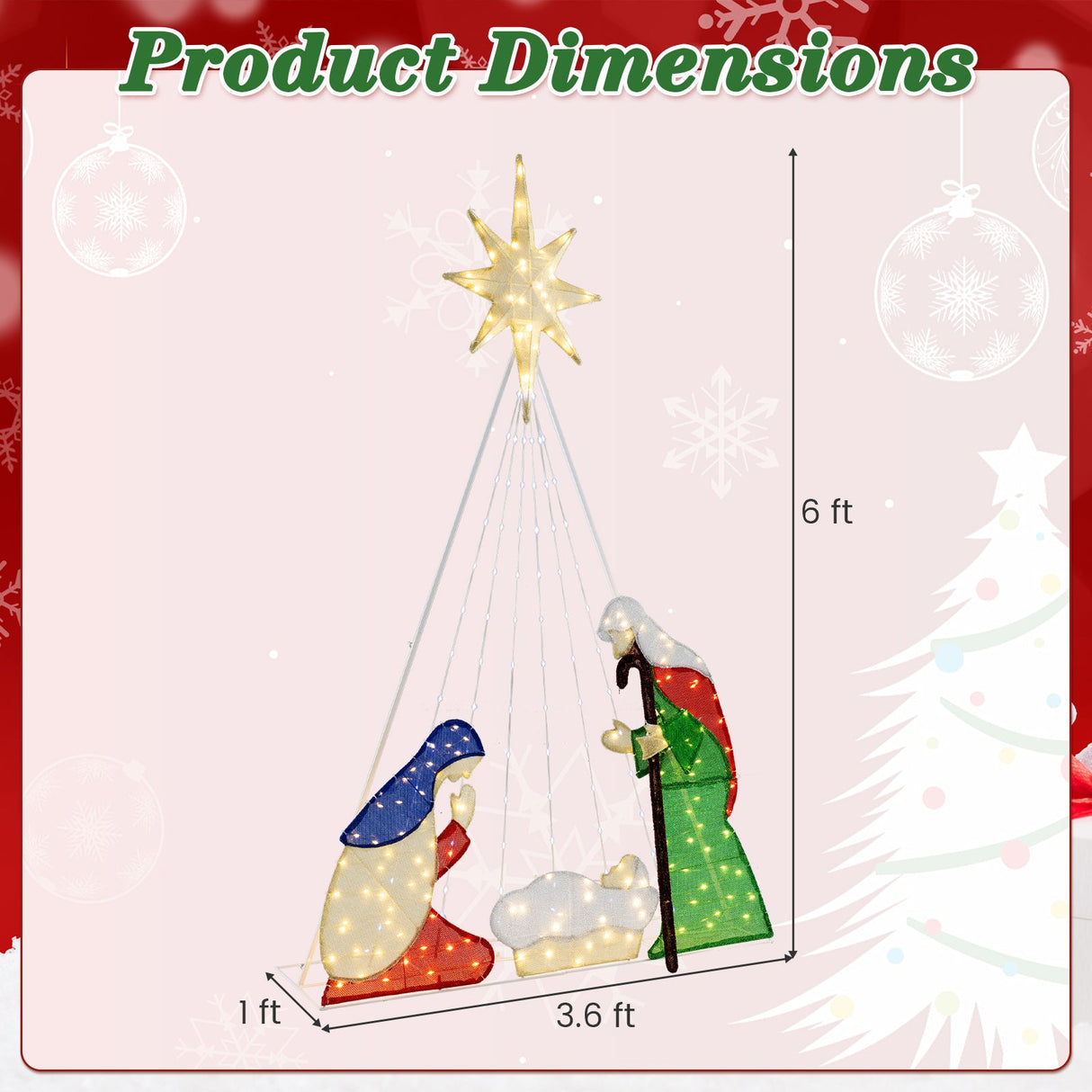 Pesebre Iluminado de 6 Pies con 240 Luces LED