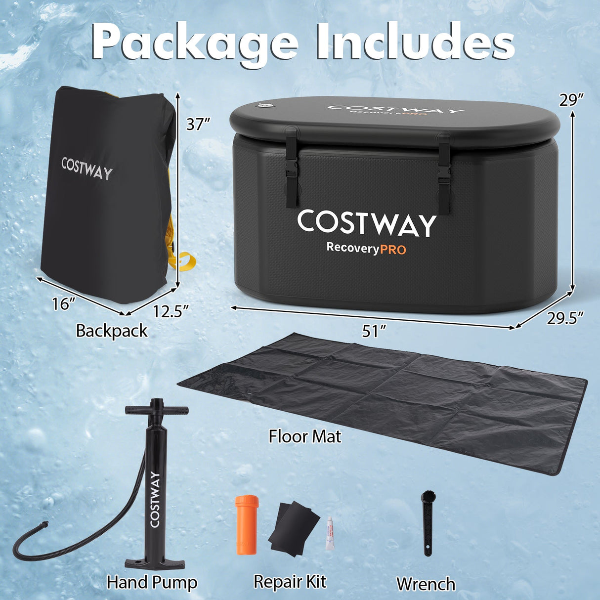 Bañera de hielo XL 129 Gal Oval con tapa y bomba manual para atletas